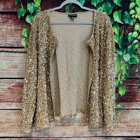 Nina Leonard Sequin Bolero Jacket 2X Gold New Years Christmas Festive Sparkle - Picture 1 of 4